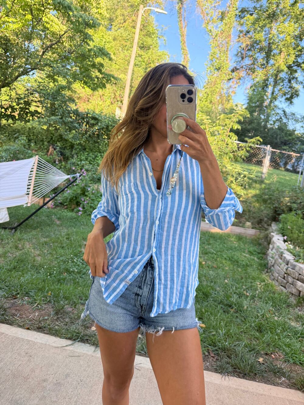 Rails Charli Lake Stripe Linen Shirt S